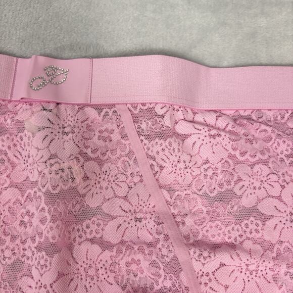 Victoria's Secret PINK BoyShort Boxer Lace Rhinestone Light Pink size Large - Picture 3 of 7